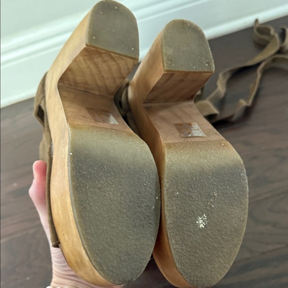 Free People Khaki Suede Lace-Up Platform Sandals - Picture 8 of 14